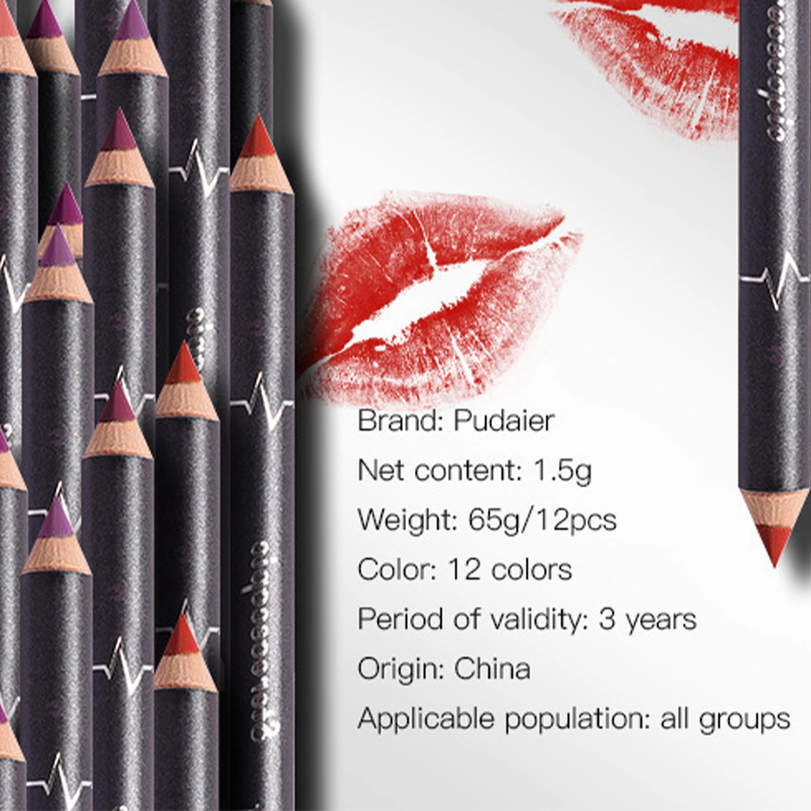 Set di matite per labbra natalizie Matita per labbra opaca Matita per labbra 12 colori Matita per trucco labbra Matita per labbra a lunga durata Impermeabile