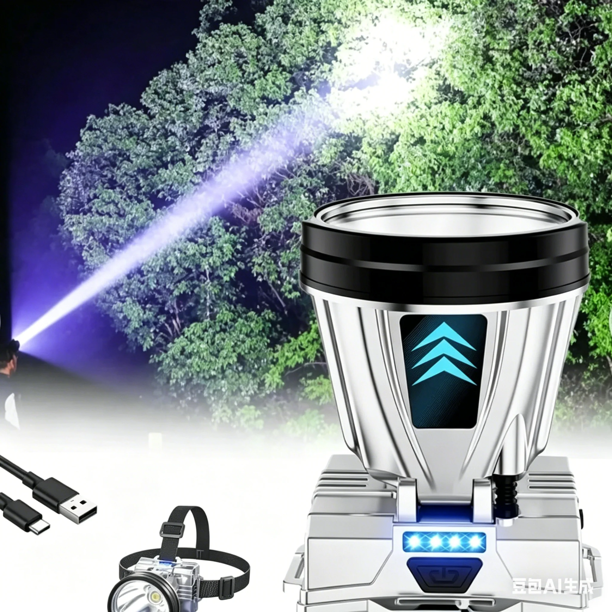 GGbingo 10000mAh Rechargeable Headlamp Super Bright High Power Waterproof Emergency Fishing Camping Lantern Head Flashlight