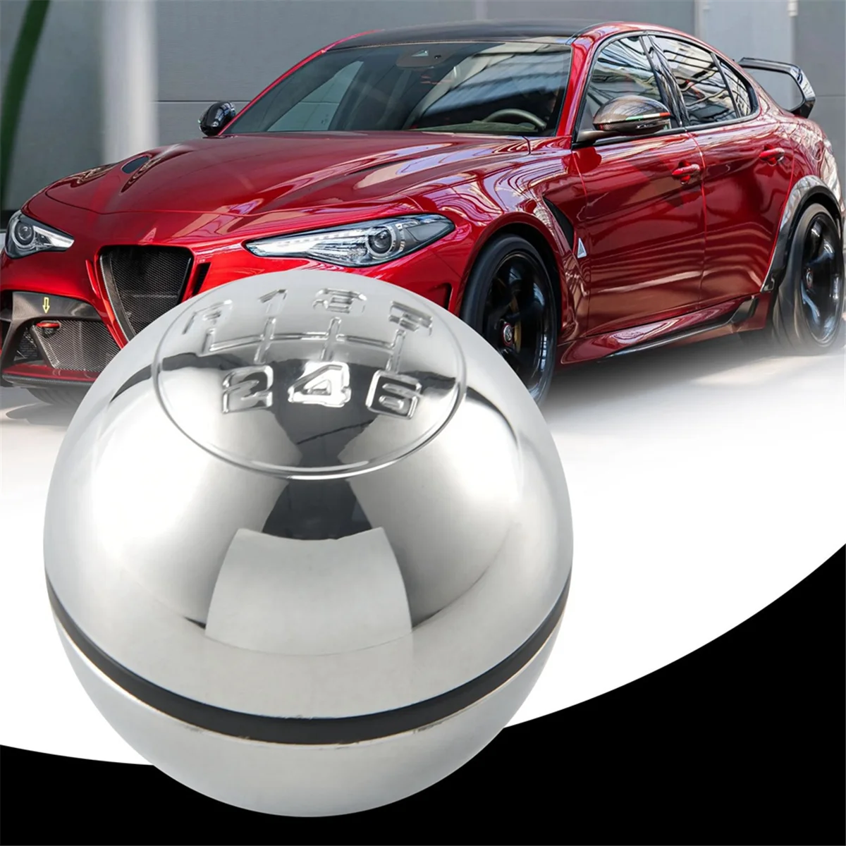 2PCS 6 Speed Car Manual Gear Shift Knob Bright Lever Shifter Stick Hand Ball for Alfa Romeo Giulietta 2010-On