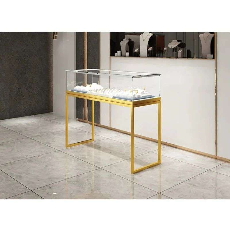 

Изготовленный на заказ стеклянный шкаф-витрина Hongzhan из нержавеющей стали с LED-подсветкой для ювелирных изделий, для торговых центров