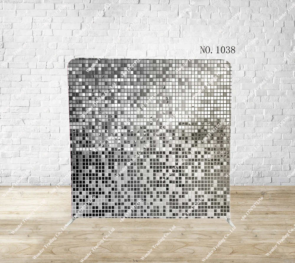 8ft سترتش التوتر مزدوجة الوجهين الطباعة الذهب والفضة فسيفساء خلفية لخلفية التصوير الفوتوغرافي الطرف