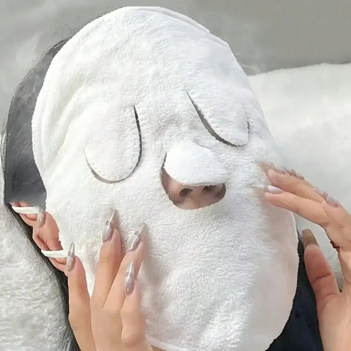 vvocci Face towel wet compress irrigation towel Hot compress towel hanging ear softskin-friendly steam heating cold hot compress