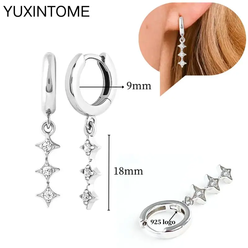 Ohrnadel aus 925er-Sterlingsilber, modische Creolen, weißer Kristall, luxuriöse Damen-Silberohrringe, Hochzeit, Damenschmuck, Geschenk