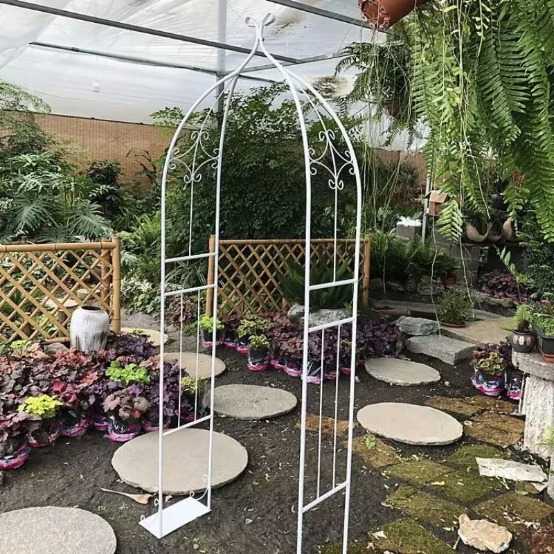 Outdoor Balcony Iron Arch Trellis Wal/l Mounted Climbing Plant Stand with Extension Rod Garden Decor for Roses Ivy Flower Holder