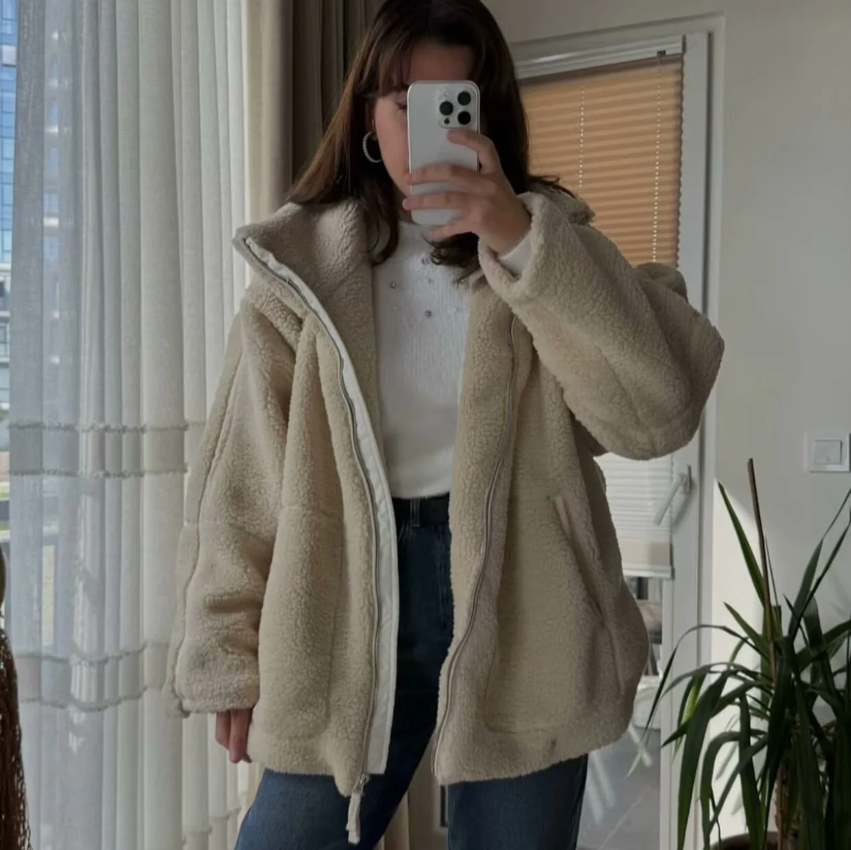 2025 Autumn and Winter Women's Solid Color Lazy Wind Lamb Fur Turtleneck Coat