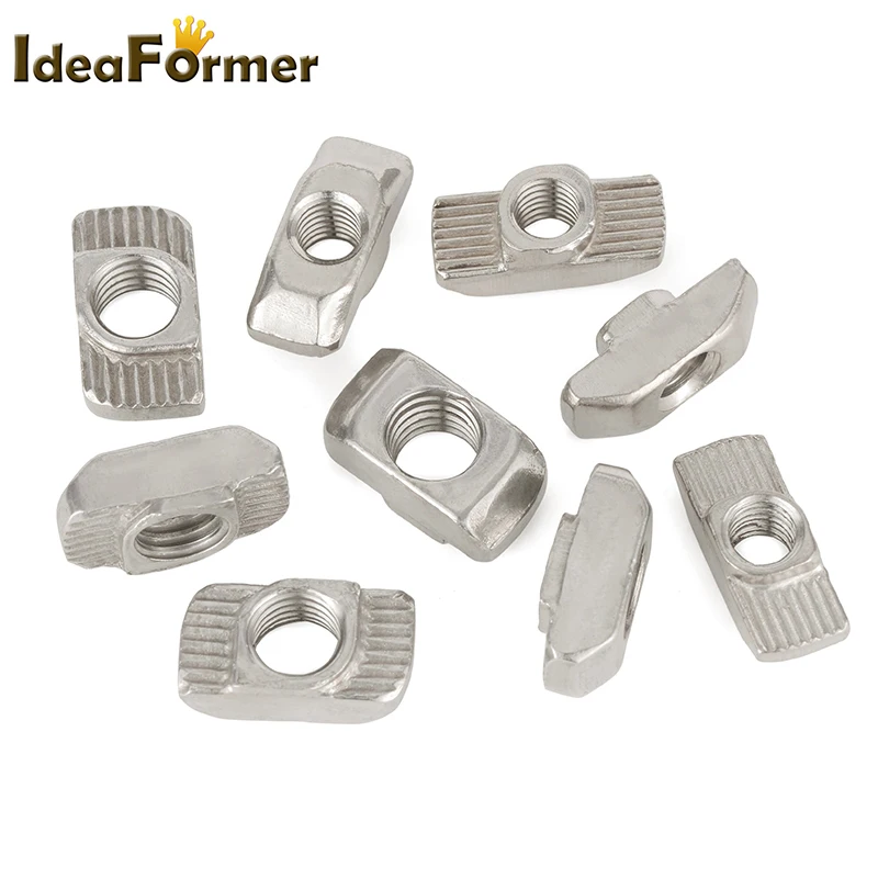 50pcs M3 M4 M5 2020 Series T NUT T Slot Hammer Aluminum EU Standard Nickel Plated Profile Accessories Carbon Steel Connector