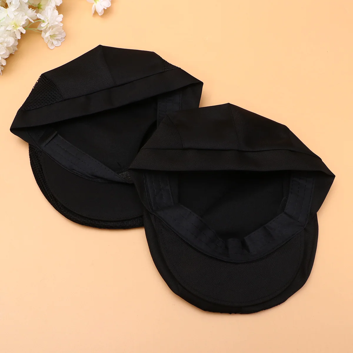 

2pcs Restaurant Waiter Beret Kitchen Working Chef Hat Comfortable Dustproof For Chef Worker Cap Kitchen Cap Work Beanie Uniform