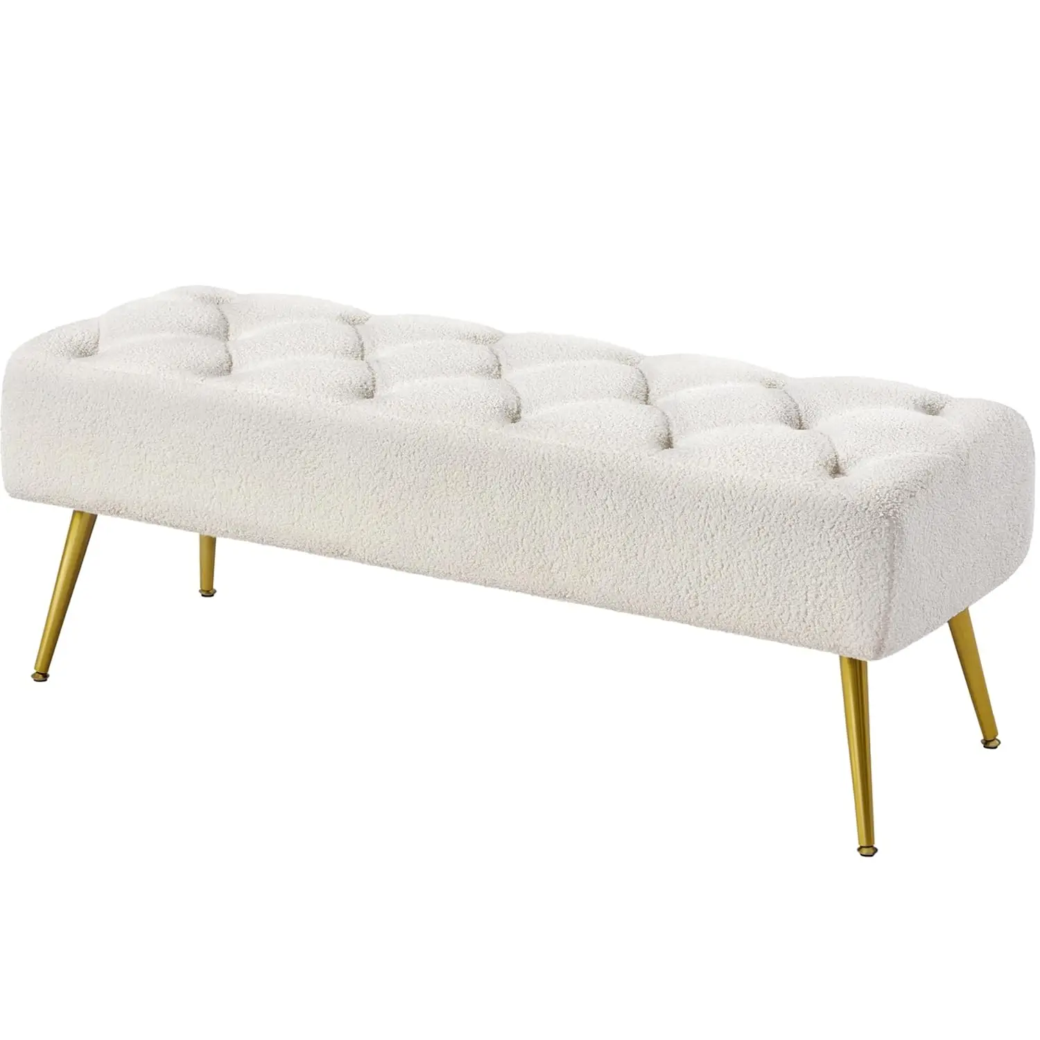 

45 Inch Bench, Upholstered Button-Tufted Ottoman Bench, Modern End of Bed Bench with Metal Legs, Customized