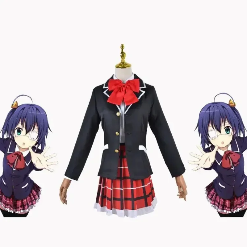 

2025 12 Аниме Love Chunibyo Other Delusions Takanashi Rikka Косплей Костюм Школьная форма Костюм Женское пальто Рубашка Юбка Хэллоуин