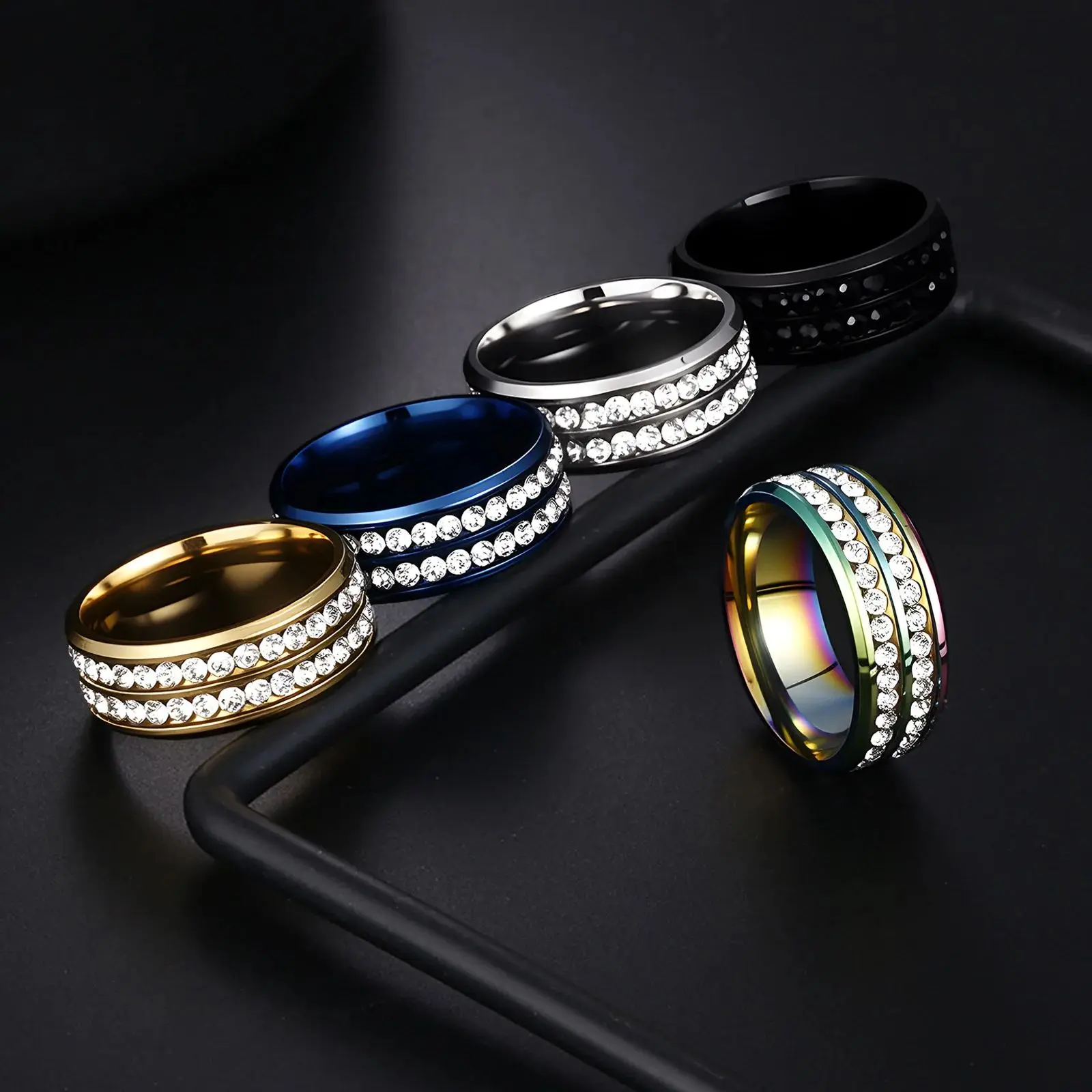 

Christmas Gifts Stainless Steel Zircon Engagement Rings For Men Wedding Jewelry Accessories Hip Hop Punk Fashion Women Rings