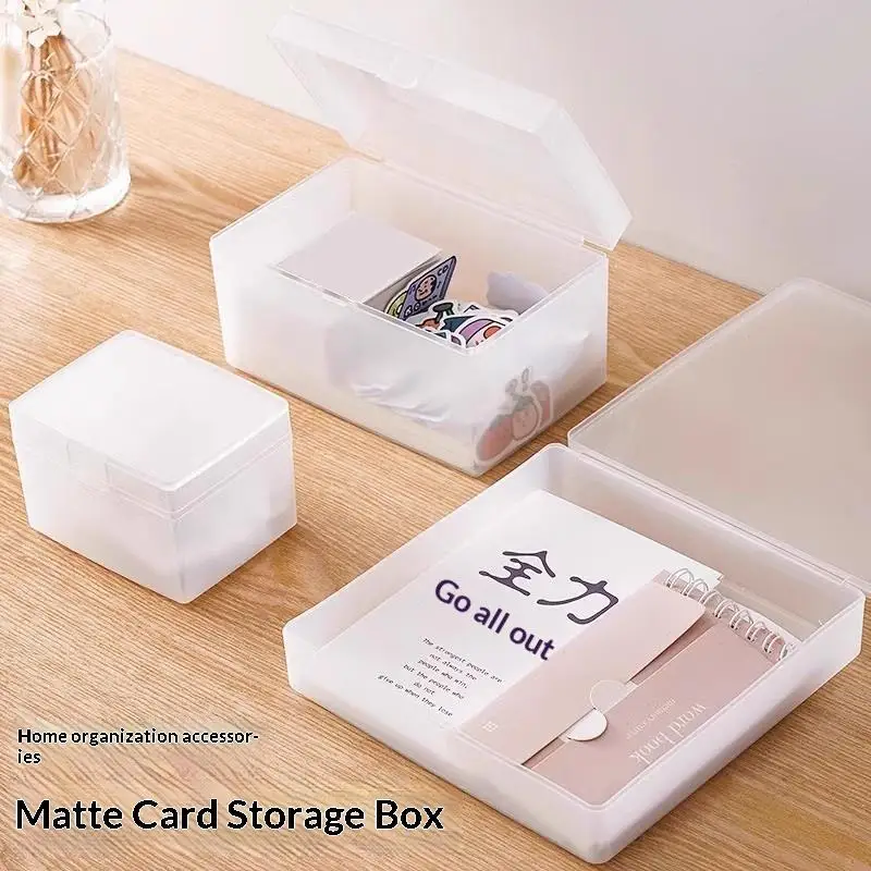1PC Transparent Desktop Storage Plastic Box White Photos Collection Box Jewelry Container ID Card Organizer