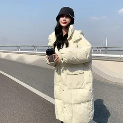 Down Cotton Jacket Cotton Jacket Women's Korean Version Loose Fitting Insets Medium Length Cotton Jacket 2023 Off-season