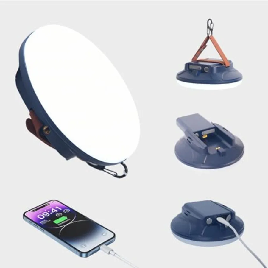

9000mAh Camping Lantern Rechargeable LED Camping Lights with Detachable Power Bank Hanging Hook and Tripod Mount 4 Light Modes
