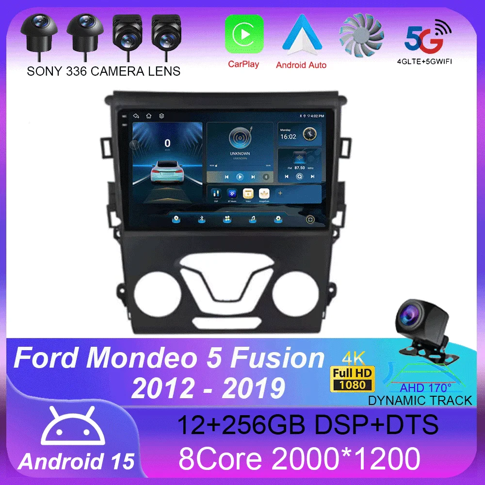 

Android 15 Carplay Auto 4G WIFI GPS For Ford Mondeo 5 Fusion 2012-2019 Car Radio Multimedia Player Video Stereo Head Unit 2din