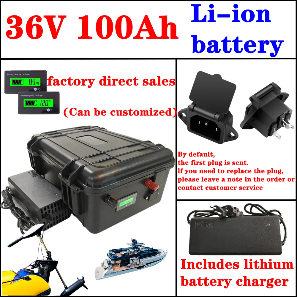 

waterproof 36V 100Vh lithium ion battery BMS for 4000W 2000w motor +10A charger