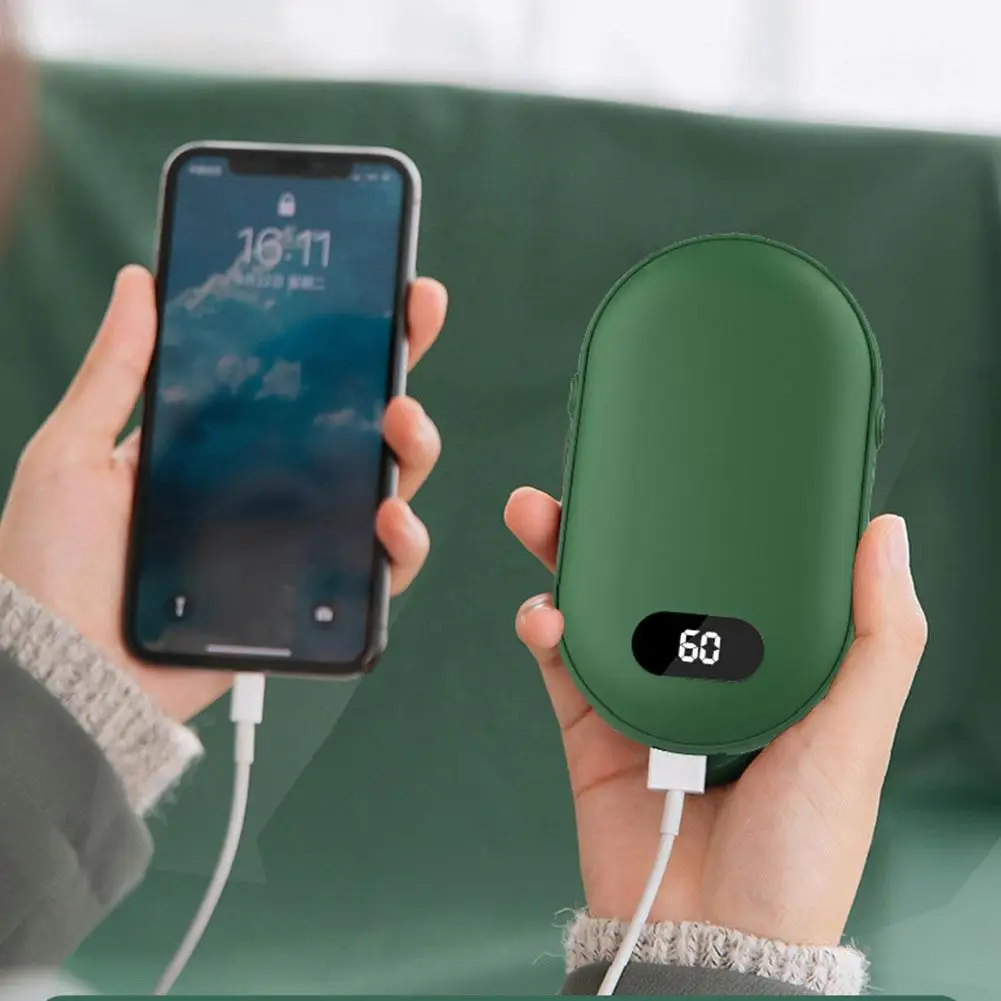 2 في 1 تدفئة اليد USB قابلة للشحن مع شاشة ديجيتال جهاز تدفئة محمول قوة البنك الكهربائية المحمولة جيب جهاز تدفئة محمول WinterGift #5
