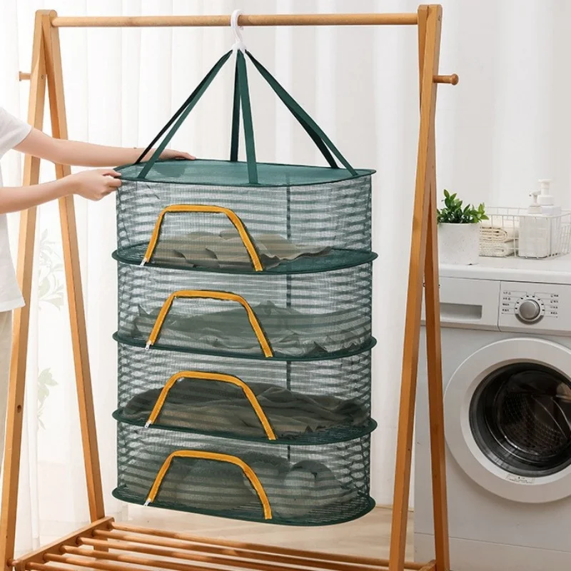 1-4 Layers Clothes Drying Nets Foldable Food Drying Net Dry Goods Fruit Vegetable Fish Dry Rack Clothes Doll Hanging Dryer