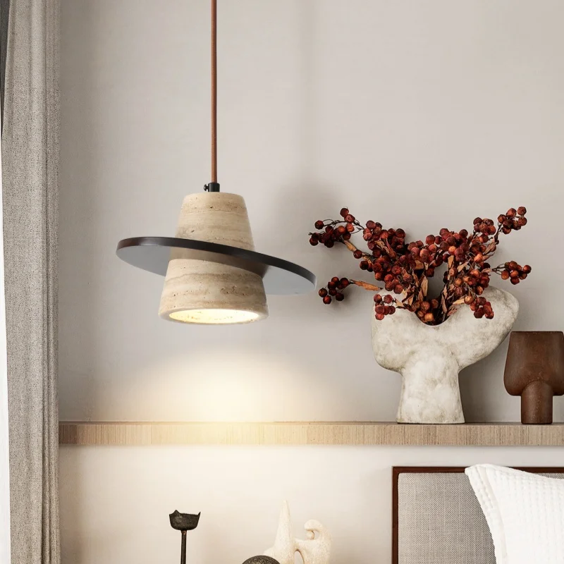 Modern Medieval Style Yellow Cave Stone Pendant Lamp Apply To Restaurant Bedroom Dining Table Bar Counter Chandelier Fixture