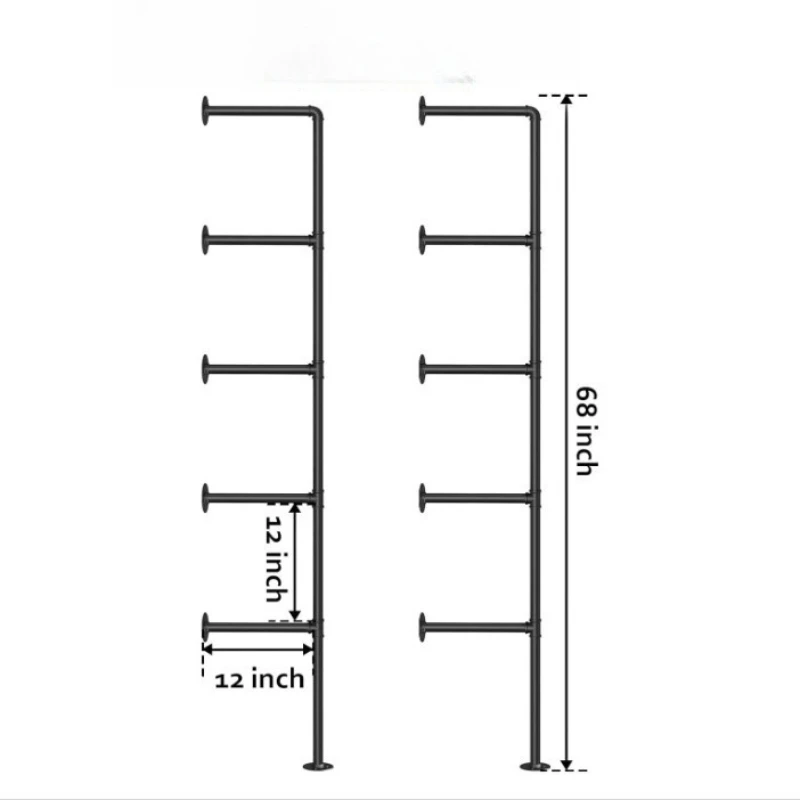 

Iron Pipe Rack Wall Mounted Kitchen Bathroom Pipe Rack Bookcase Living Room Storage Black Metal Pipe Rack