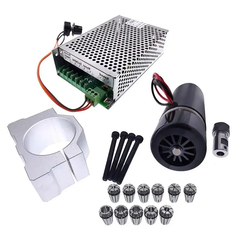 48V 300W DC Spindle Set with 0-60VDC Adjustable Speed Governor Power Supply Compatible with 110VAC 220VAC for Engraving Machines