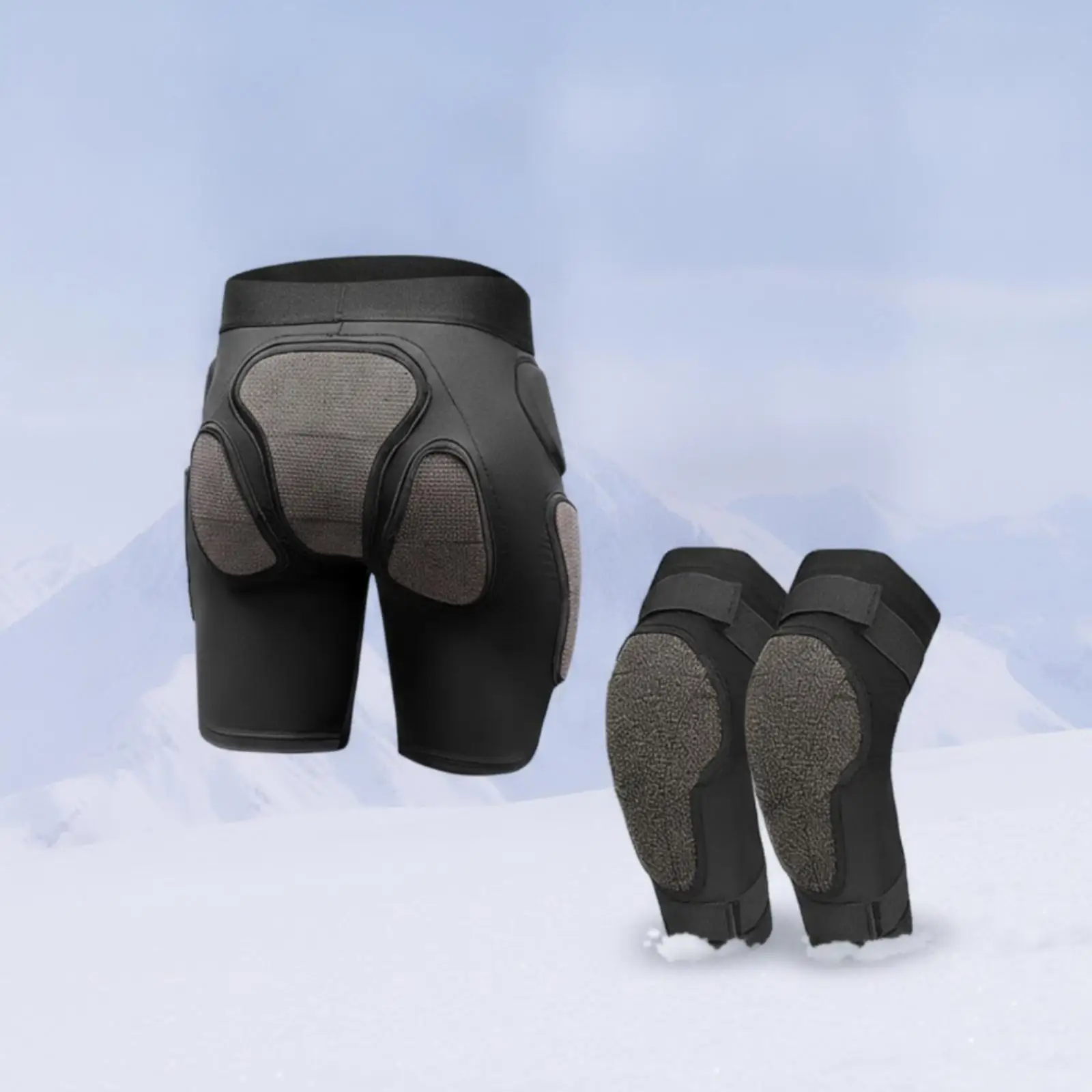 Snow Sports Hip Protector Set for Skiing BMX Ice Skating with EVA XRD Double Padding Coccyx Hip Bone Outer Thigh Knee Impact
