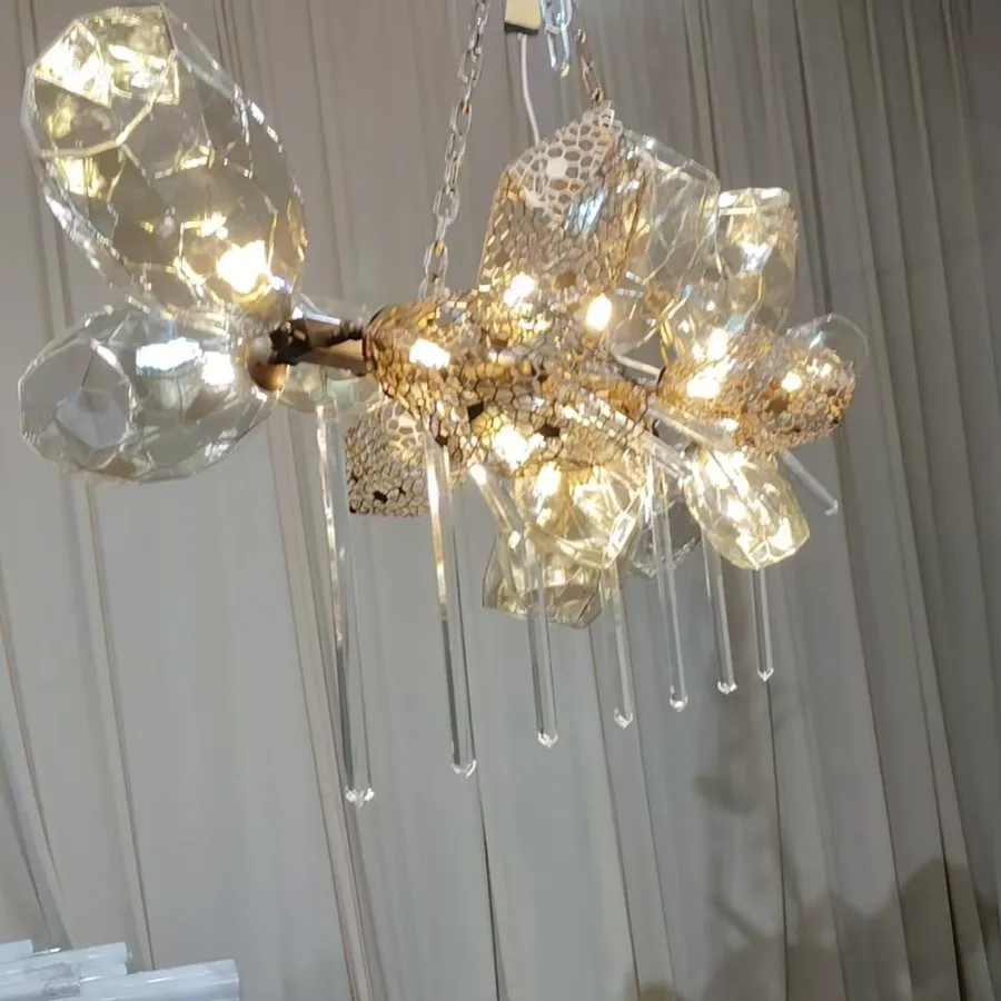 Custom Non-standard Crystal Chandeliers LED Remote Control Modern Simple Luxury High Brightness 3-Year Warranty Lighting