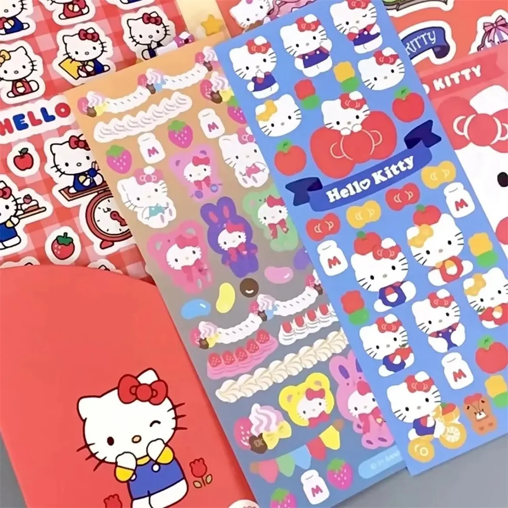 Kawaii Sanrio Sticker DIY Hand Account Diary Decorative Kitty Kuromi Funny Cartoon Kids Girls Christmas Birthday Gift Reward Toy