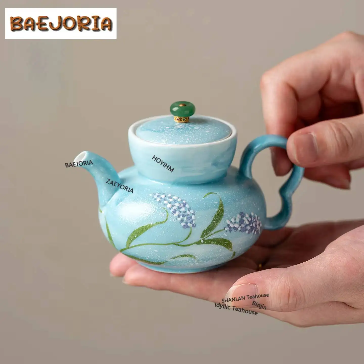 130ml Hand-painted Lavender Teapot Aesthetic Tea Infuser Pot Tea Making Kettle With Filter Tea Services Accessories Ornaments