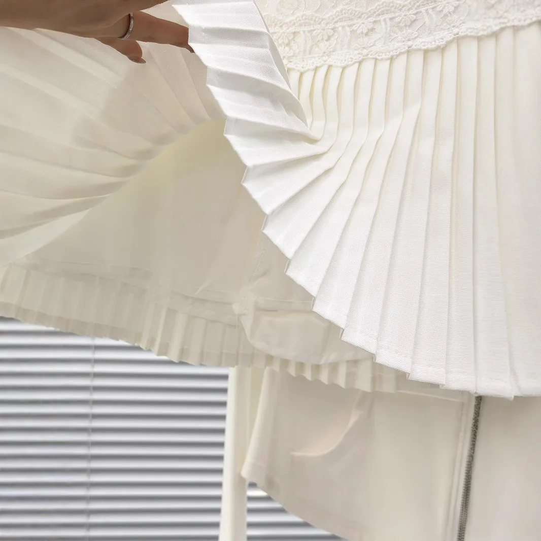 2026 Nieuwe zoete kanten splitbandjes geplooide rok ontwerp Y2k rok