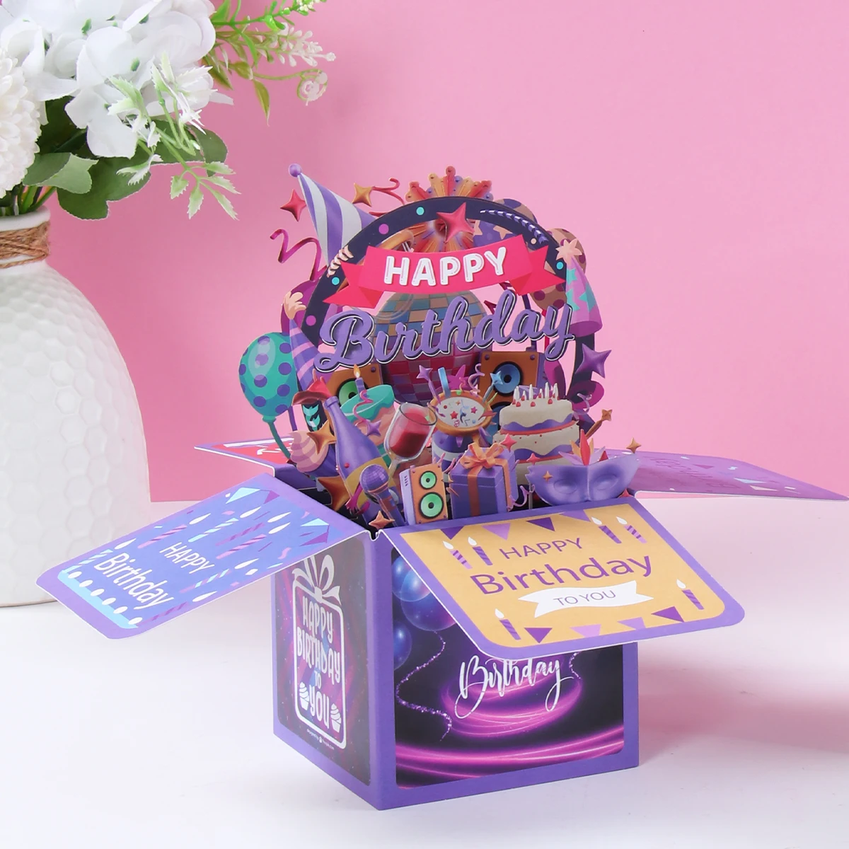 Pop-Up Birthday Greeting Card Happy Birthday Party Decorations for Home Greeting Card Gender Reveal Baby Shower Party Supplies