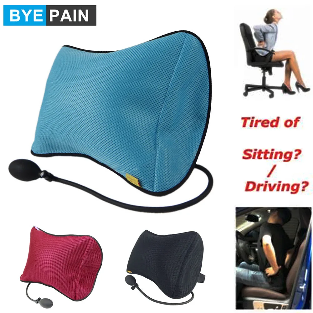 1Pcs BYEPAIN Air Inflatable Cushions Back Support Massage Pillows for Car Home Office Chair Portable Pillow with Pump Massager