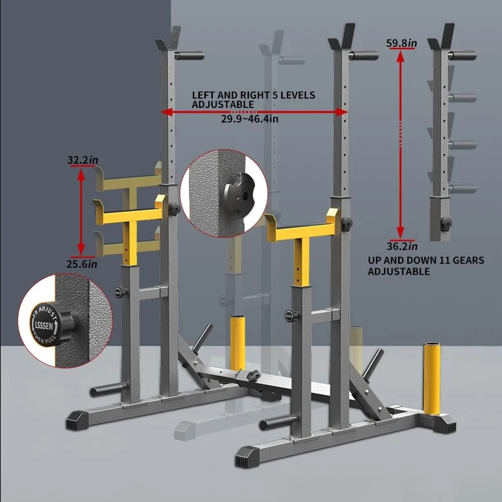 Adjustable Squat Rack,Multi-Function Barbell Rack for Weight Lifting and Home Gym Fitness Workout Portable Squat Bench