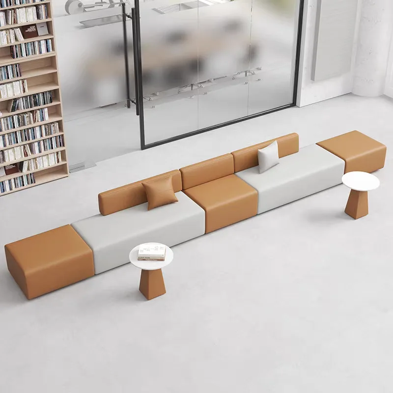Reception Sofa Modern Stylish Synthetic Leather Curved Sectional Sofa Set For Hotel Public Areas & Leisure Seating