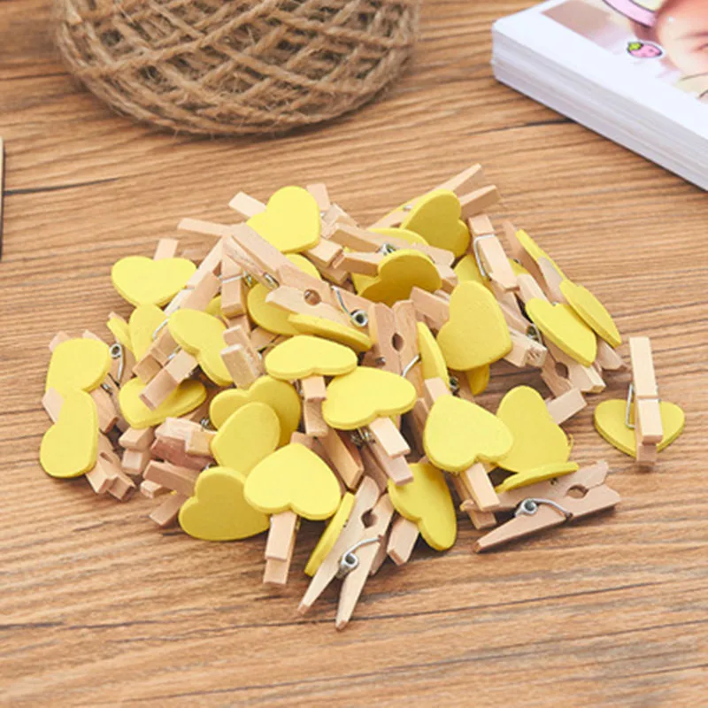 2024 New 50Pcs/Set Wooden Clips Love Heart Pegs Clothespin DIY Cute Wedding Decor Craft Pegs Clothespin