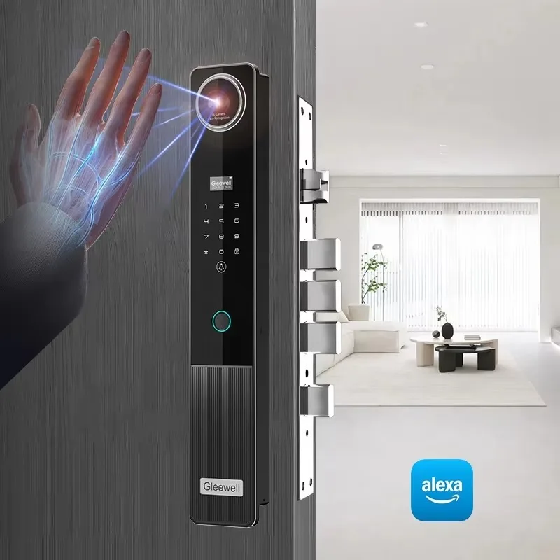 Commercial Grade Smart Lock Alexa Compatible Palm Vein Scanning Tuya Unlock Face Recognition System Smart Lock