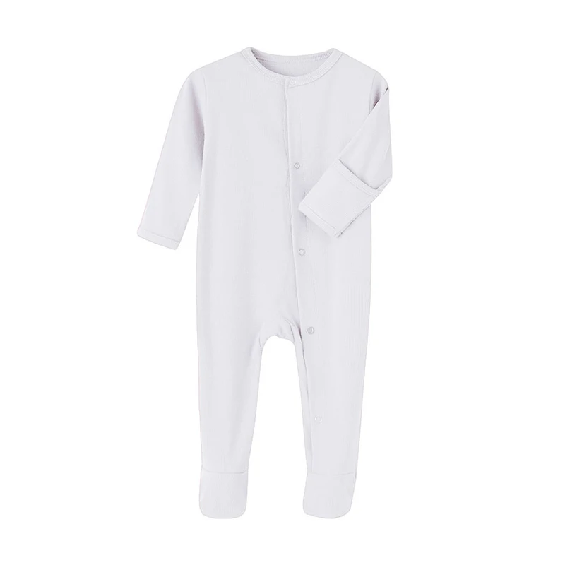 Organic Cotton Baby Rompers Footed Sleep and Play Autumn Winter Full Sleeve Jumpsuit Infant Footies Solid Color Bottoming Cloth