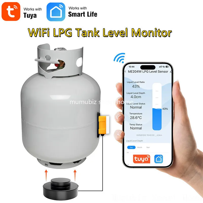 

IP67 Tuya Smart Life APP WiFi Gas Level Sensor for LPG Tank Gas Level Indicator High-frequency Ultrasonic Gas Level Detector