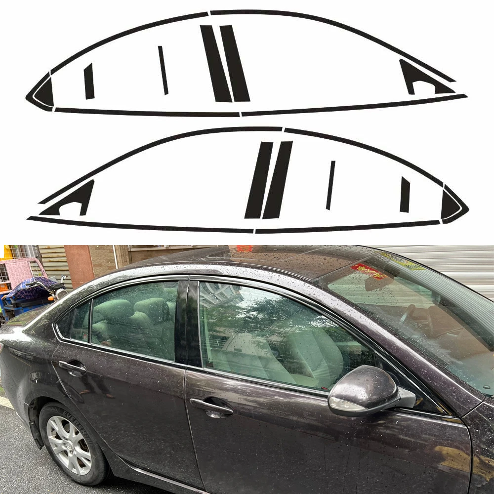

For Mazda 6 GH 2008-2012 Sedan Window Chrome Delete Blackout ABC Pillars Glossy Black Stickers