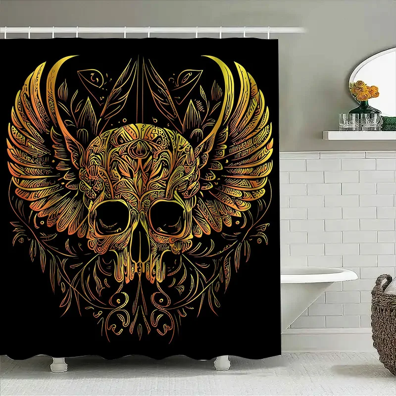

Занавеска для душа с рисунком черепа Туну, готический декор, жуткая ванная комната, искусство черепа, тема ужасов, темная занавеска для душа, уникальный дизайн