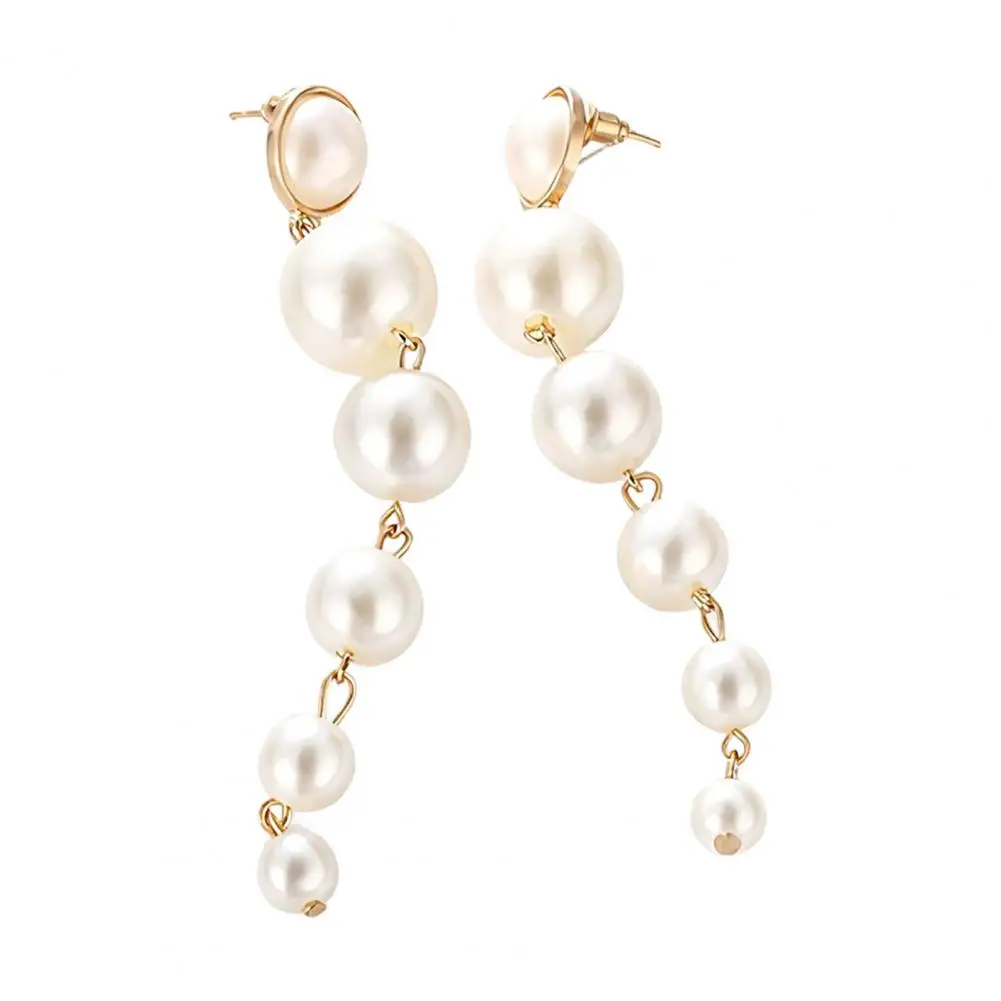 Soft Light Texture Earrings Women’s Imitation Pearl Earrings Style Long Drop Earrings Lightweight Natural Jewelry for Elegant
