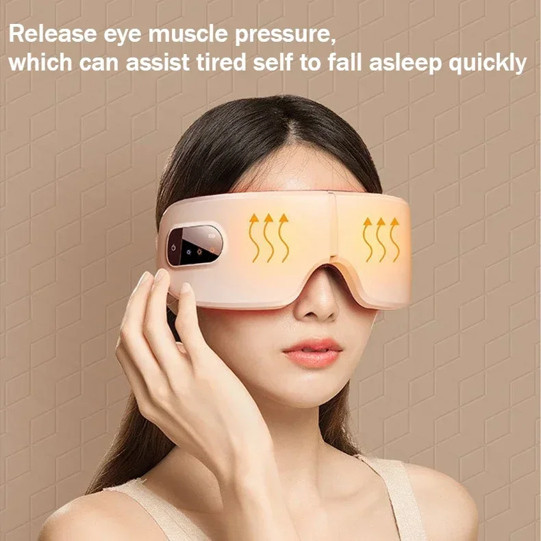 Eye Massager with Heat Vibration Bluetooth Music, Smart Massage Eye Mask for Eyes Relax, Reduce Eye Strain, Improve Sleep