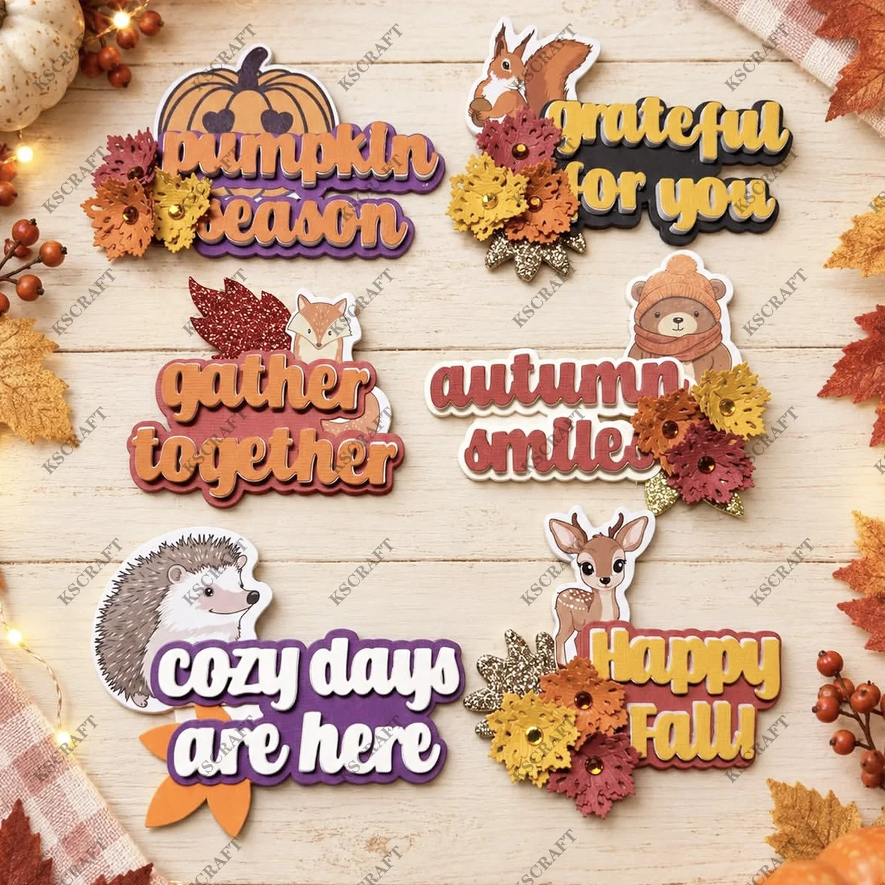 KSCRAFT 2026 Fall Sentiments Cutting Dies Stencils for DIY Scrapbooking Decorative Embossing DIY Paper Cards