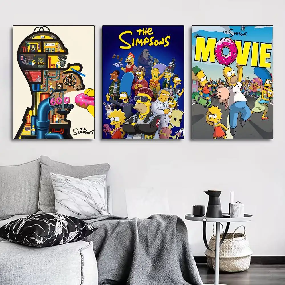Cartoon T-The Cool S-Simpsons Poster for Living Room, Bedroom,Office,Frameless, Indoor Use, Perfect Gift Idea, Bedroom Wall Art.