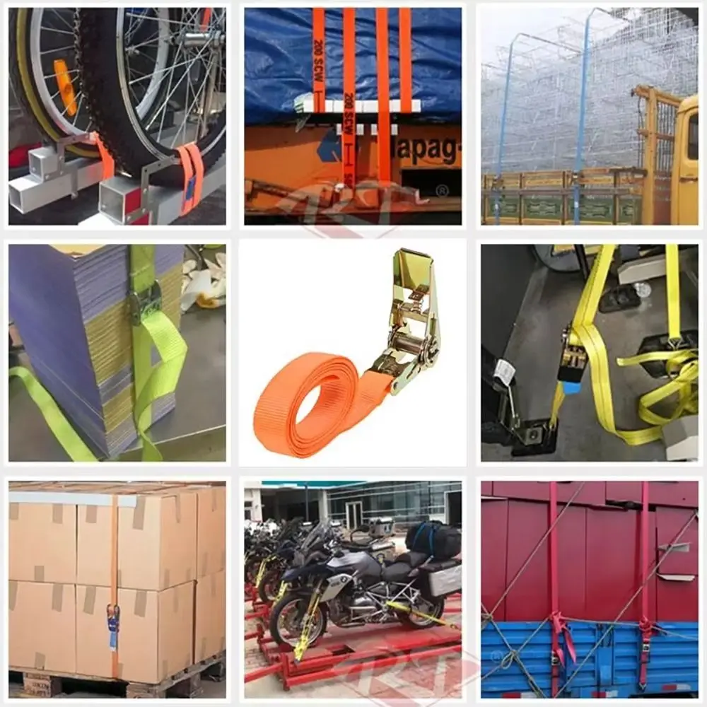 Ratchet Tensioner Cargo Tie Down Straps Portable Freight Car Fixed Tightener Cargo Binding Straps with Metal Buckle