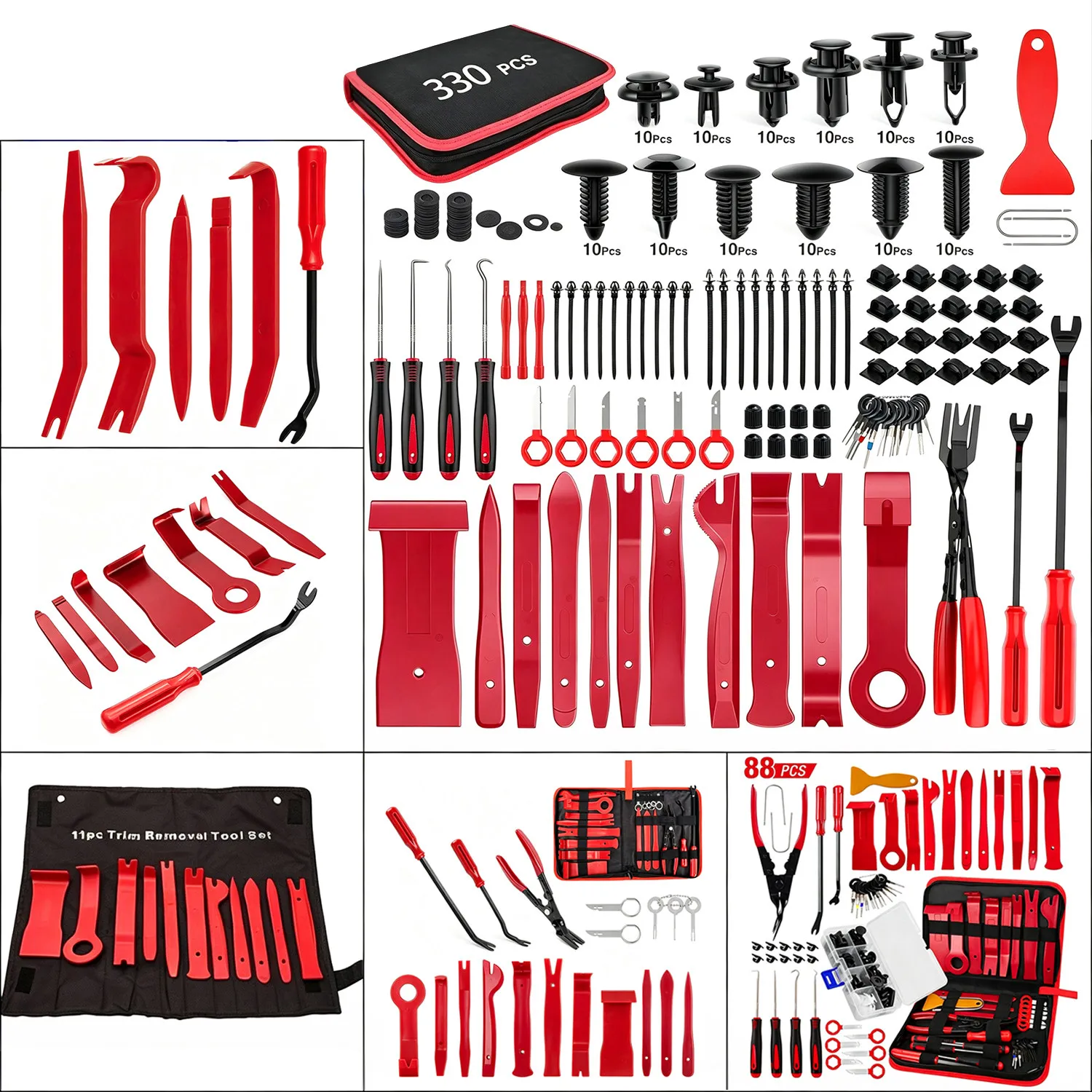 330Pcs Car Trim Removal Tool Kit Auto Interior Door Panel Clip Pry Tool for Dashboard Audio Disassembly DIY Repair Modification