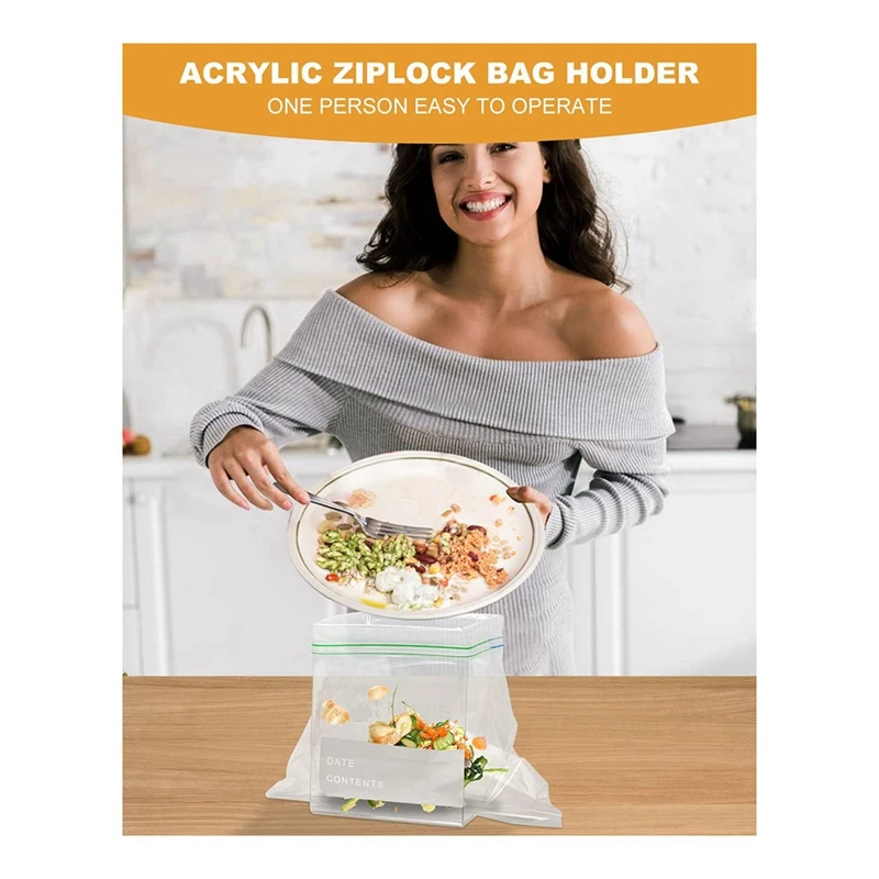 2 Piece Baggy Rack Holder Food Storage Bag Stand For Food Prep Bag Hands-Free To Pour Leftovers S