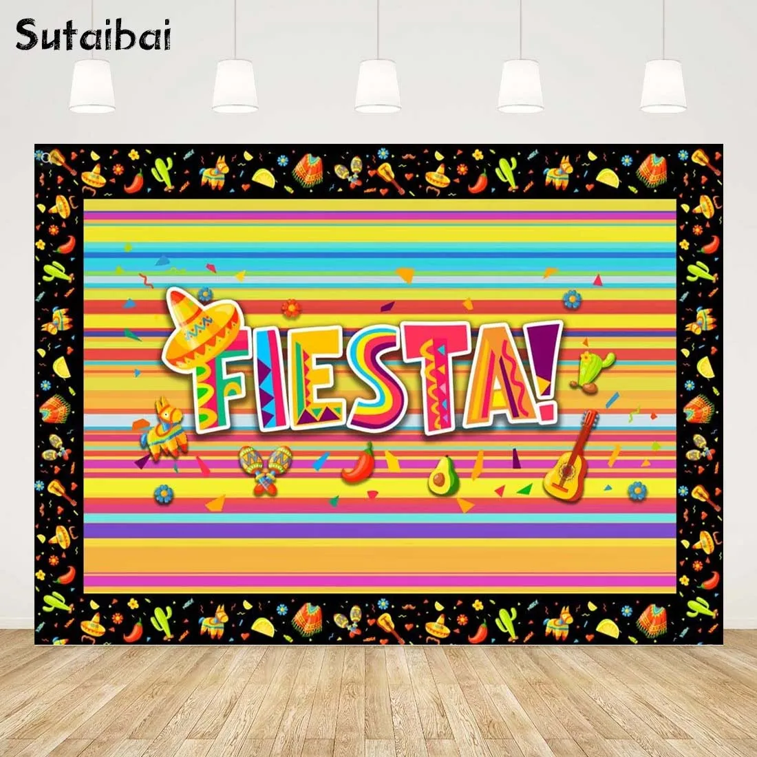 

Mexican Fiesta Backdrop Cinco De Mayo Background Colorful Fiesta Stripes Taco Theme Party Decor Kids Holiday Birthday Banner