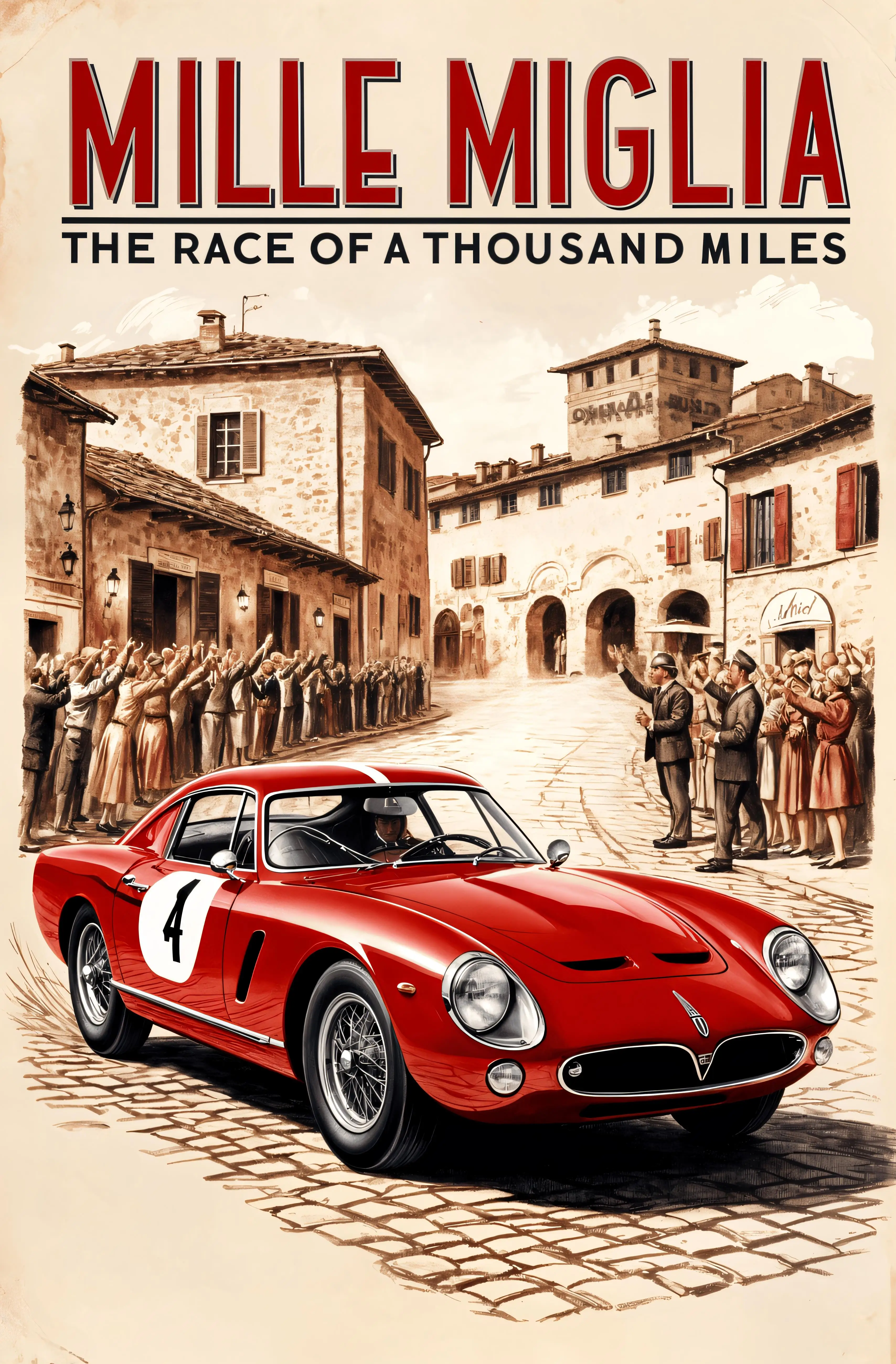 Mille Miglia The Race of a Thousand Miles Vintage Car Retro Aluminum Tin Sign Poster Wall Art Decor Home Garage Decor