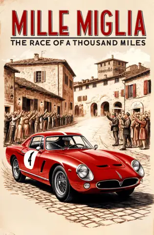 Mille Miglia The Race of a Thousand Miles Vintage Car Retro Aluminum Tin Sign Poster Wall Art Decor Home Garage Decor