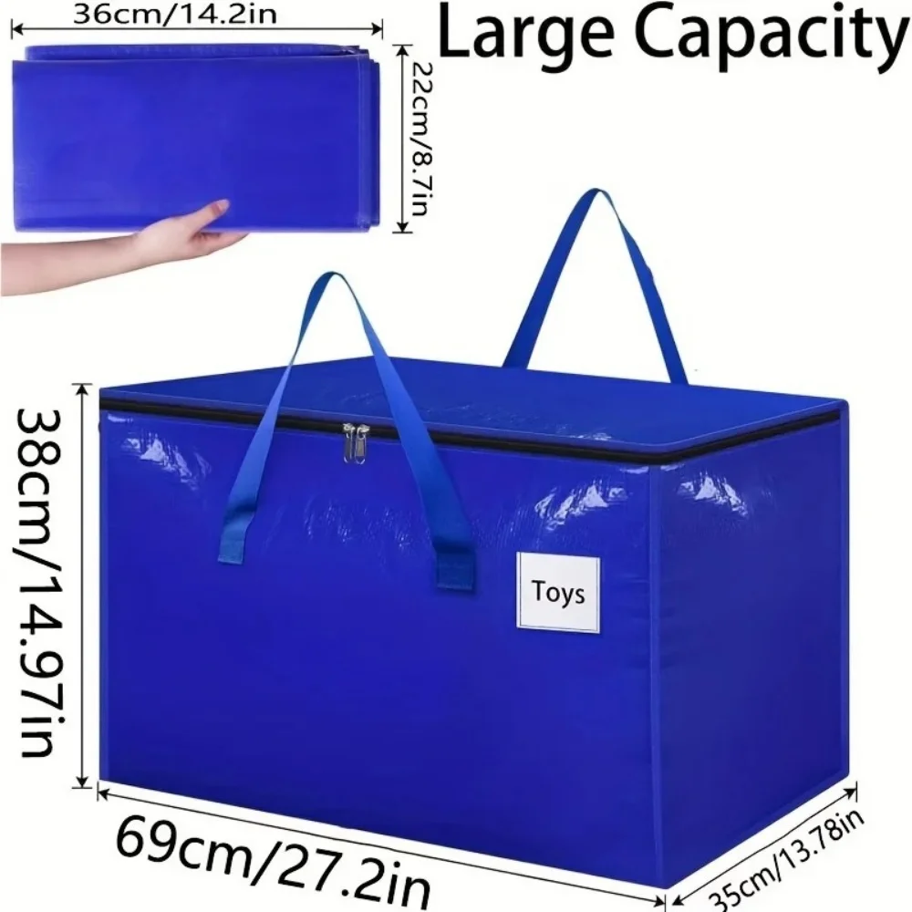 1PC Extra Large Moving Packaging Bag Foldable Waterproof Storage Totes Bag Large Capacity with Zippers Hand-held Bag